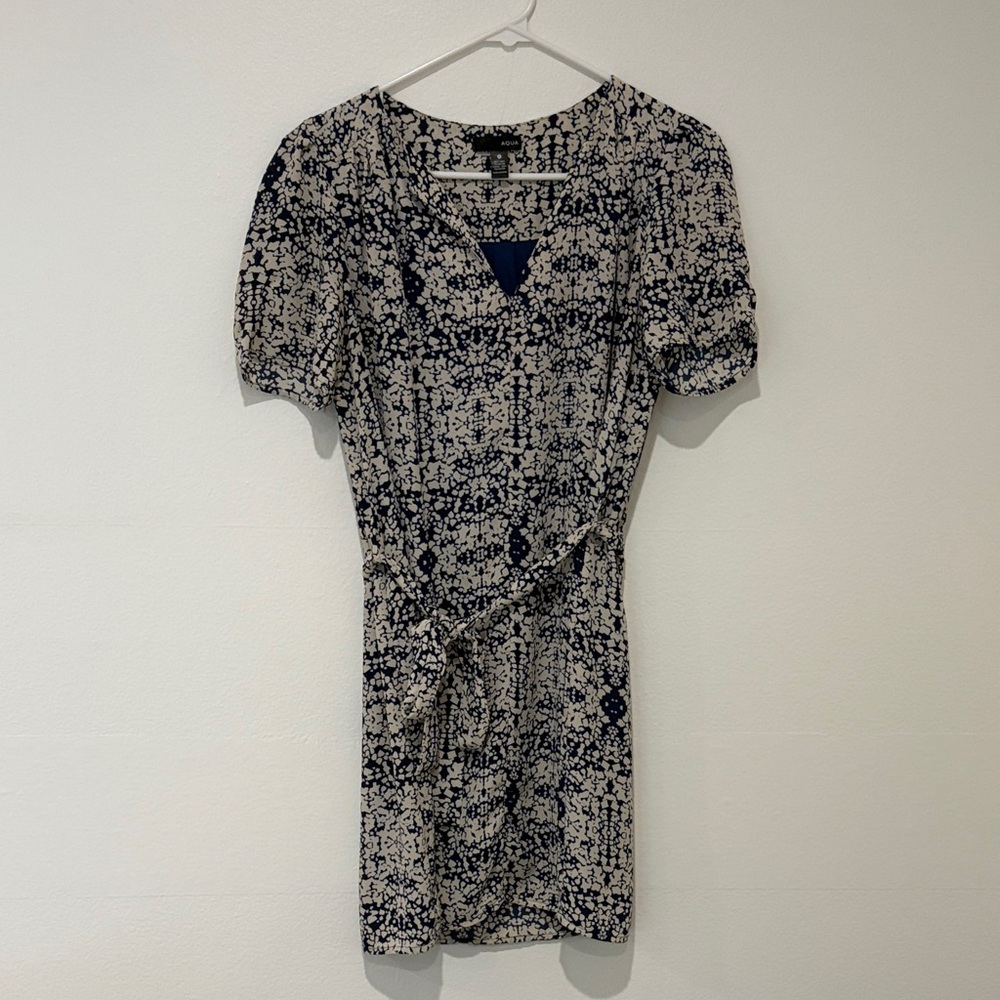 Aqua Navy and Cream Mini Dress